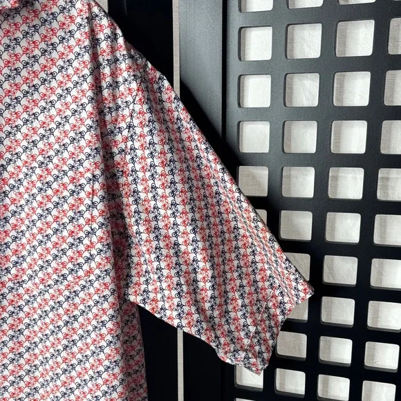 ❤️ Neiman Marcus Red Blue Bike Print Button Down Short Sleeve Shirt Men’s XXL ❤️ - Picture 5 of 16